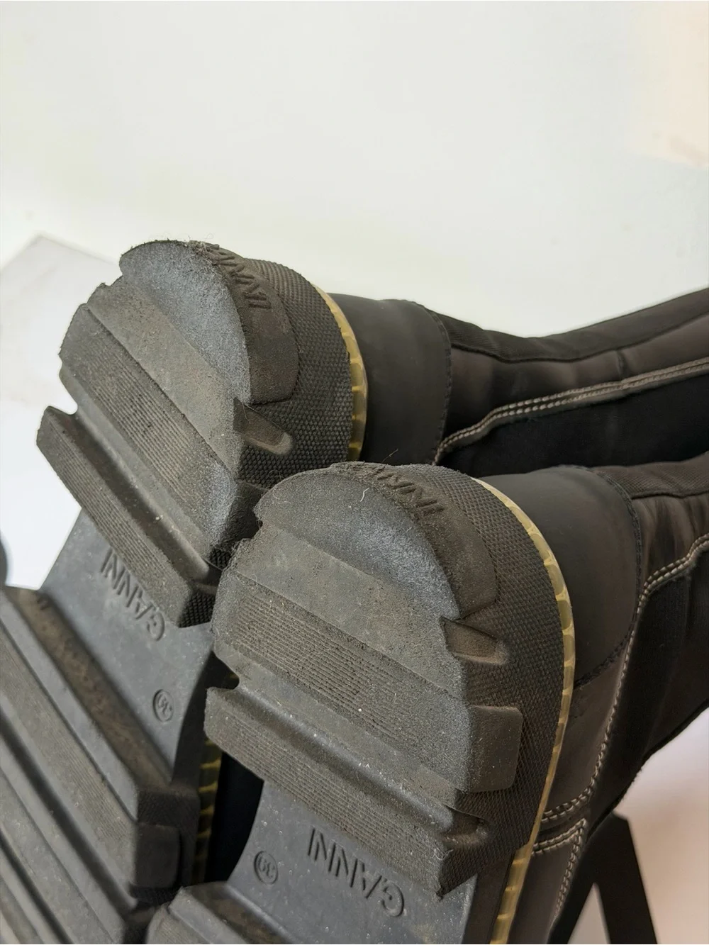 Ganni Black Knee-High Chunky Chelsea Boots